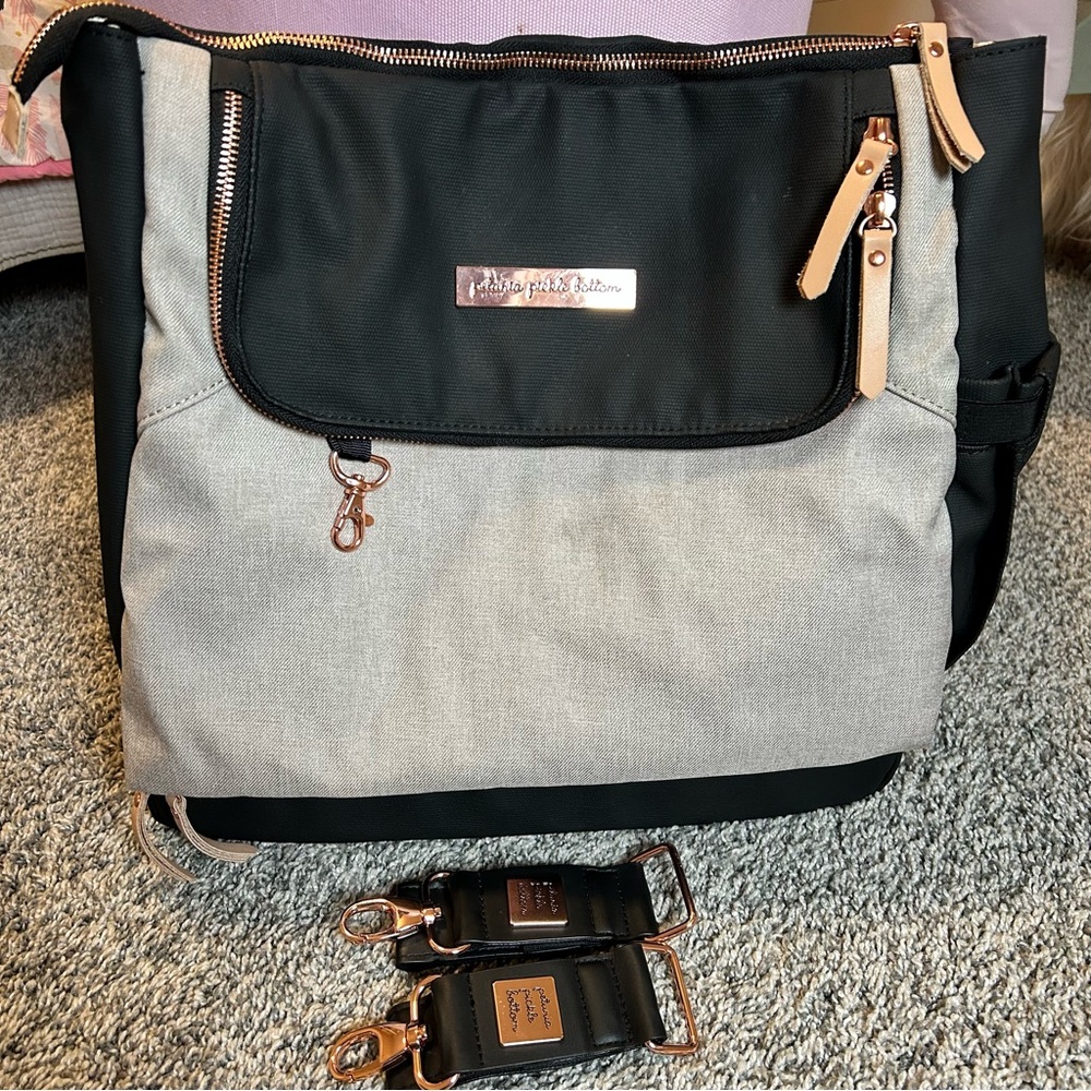 Petunia Pickle Pivot Pack Diaper Bag with stroller hooks included